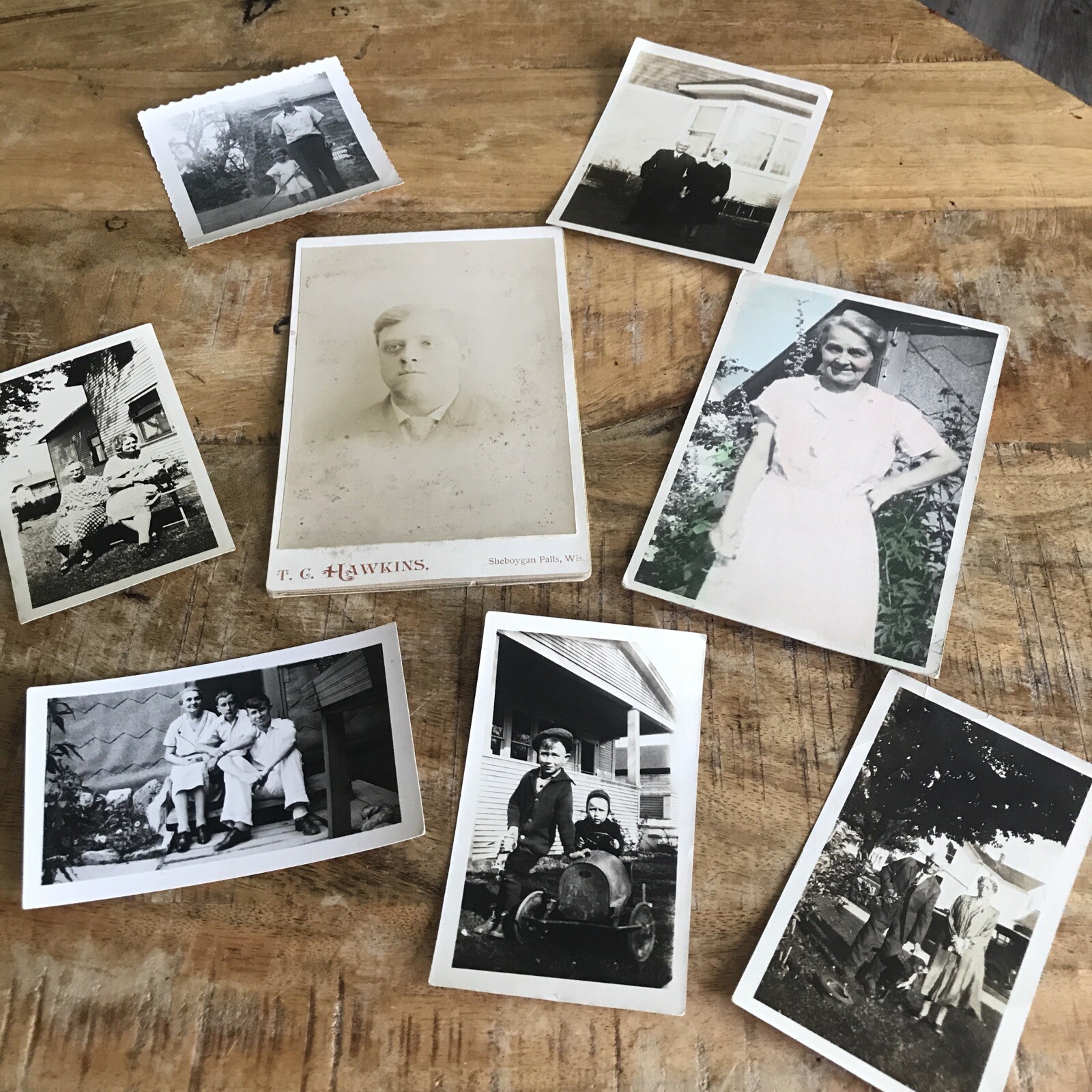 Vtg Black White Photos Family Kids Dog Grandparents
