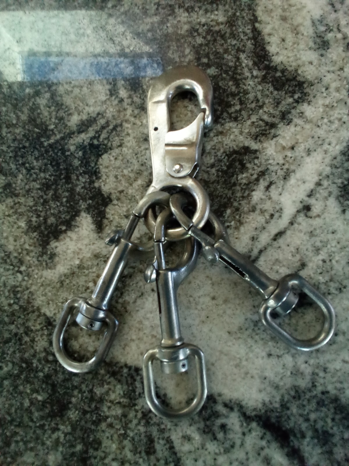 Vintage Lot of 3 Klein & Sons #470 Swivel Snap Hooks, steel, large, HD