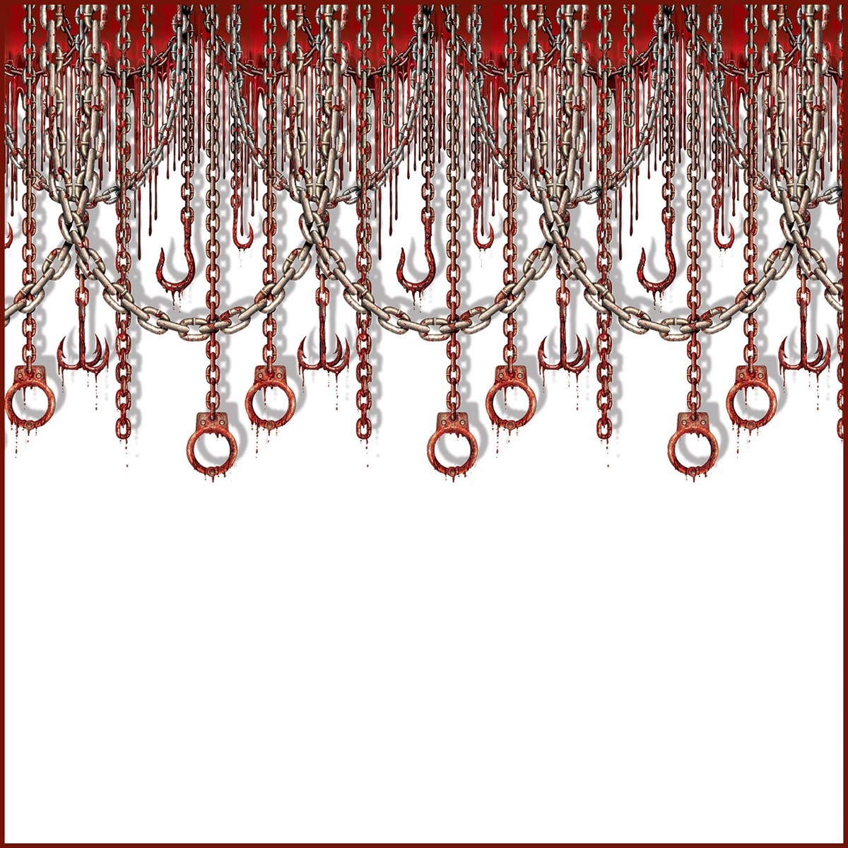 Bloody Chains & Hooks Backdrop of Size 4' x 30' for Halloween - Beistle