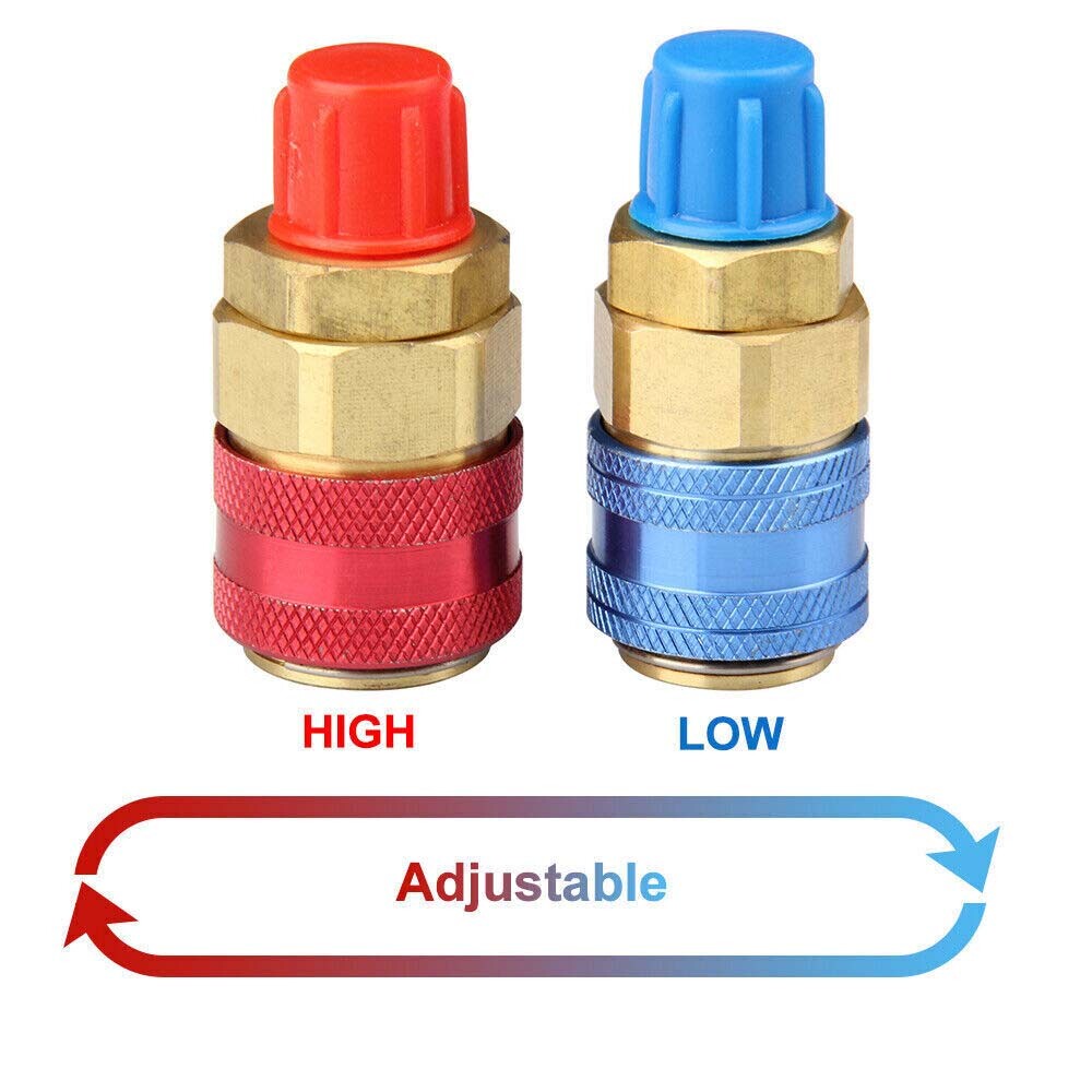 2X A/C AC Refrigerant Automotive Air Conditioning Quick Coupler Low & High Side