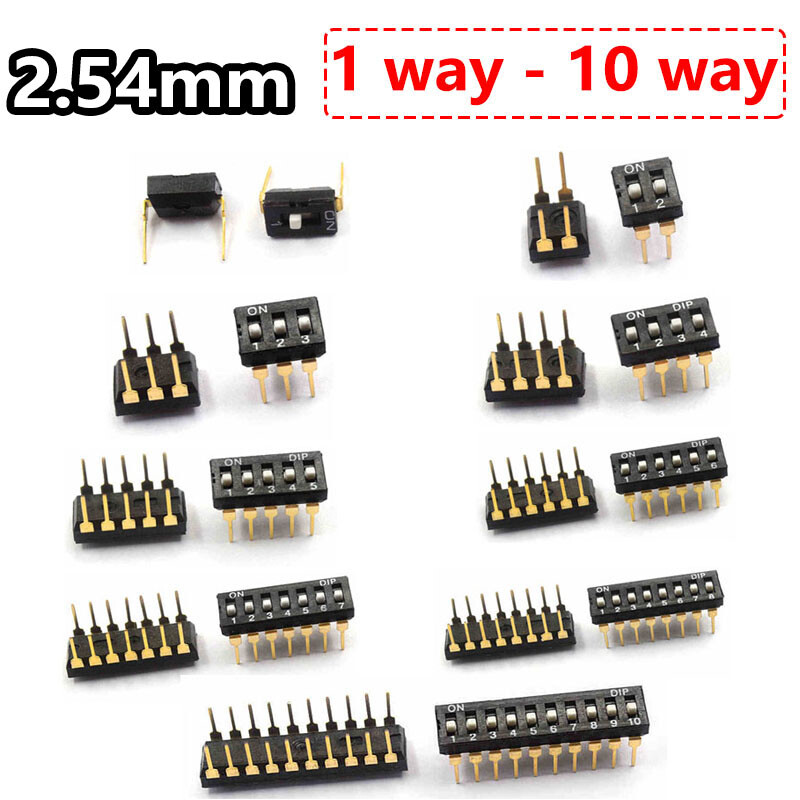DIP Switch Black 2.54mm Pitch for Breadboards PCB 1 way 2 way 3 way 4 way-10 way