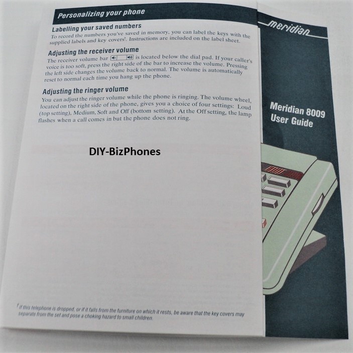 Nortel Lit Pack Button Kit for 8009 Phone Plastic Desi Paper User Guide
