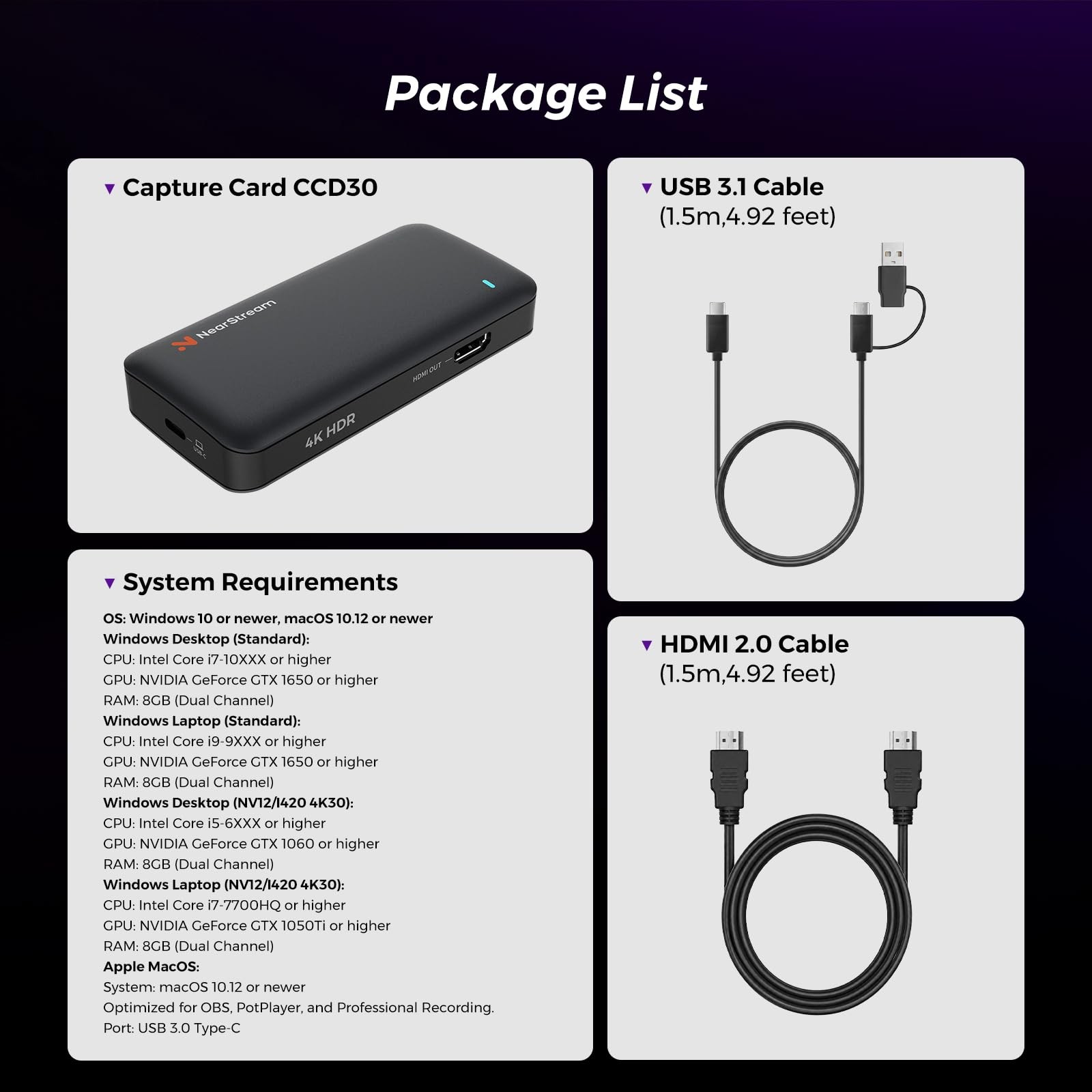 CCD30 4K60 Capture Card for PS5, Xbox, Switch, PC/Mac/Linux
