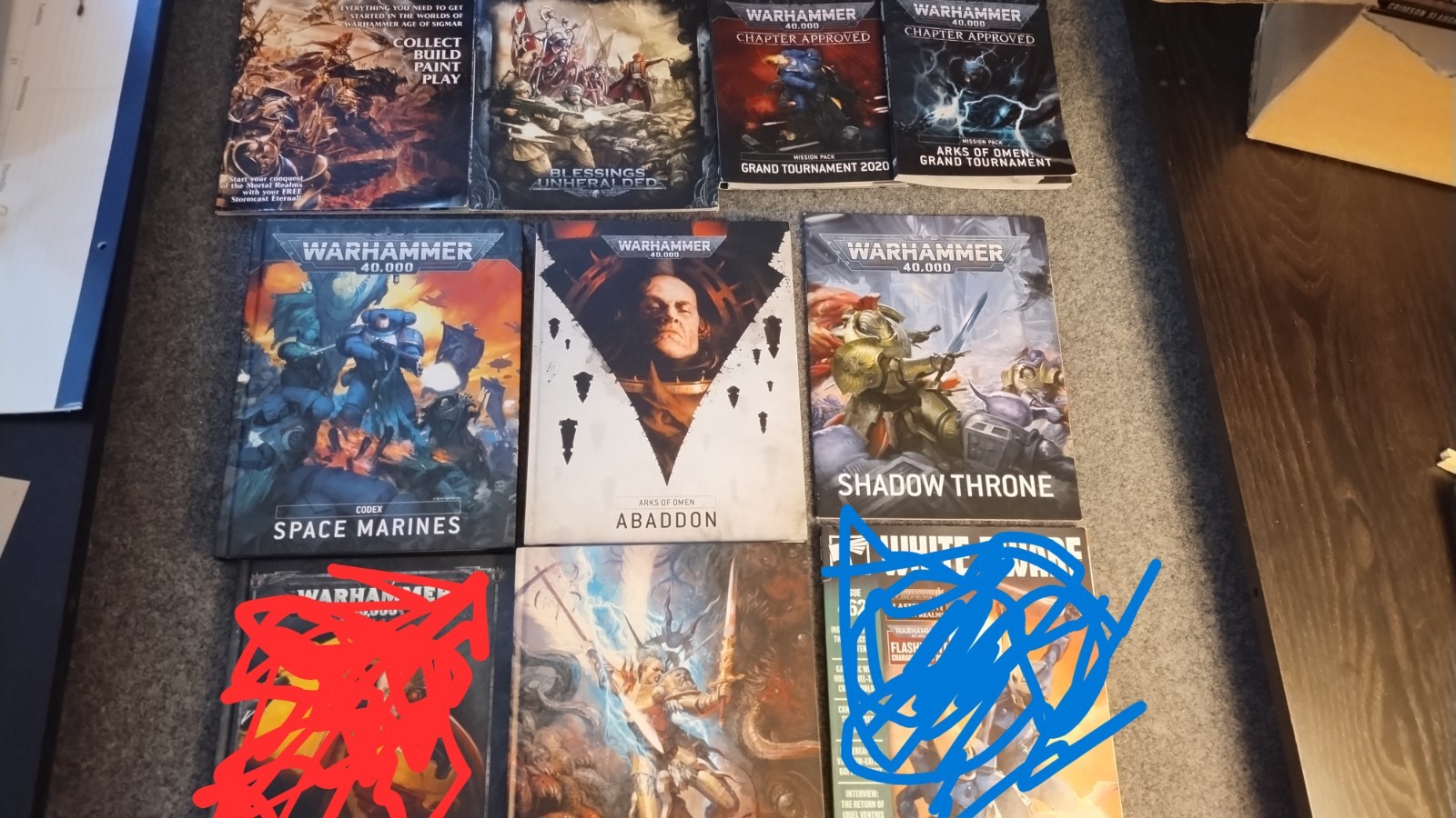 Warhammer 40K Codex Space Marines Book Lot Sigmar Arks of Omen Abaddon Blessings