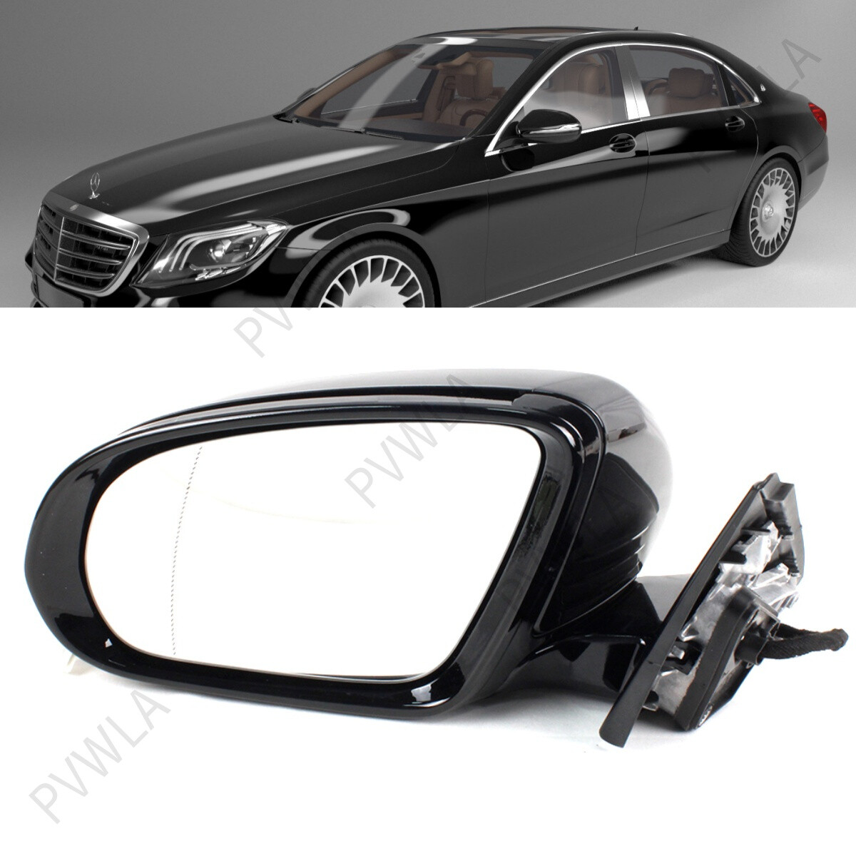 For Mercedes W222 S300 S350 S63 2014-2020 Left Side 10Pin Black Painted Mirror