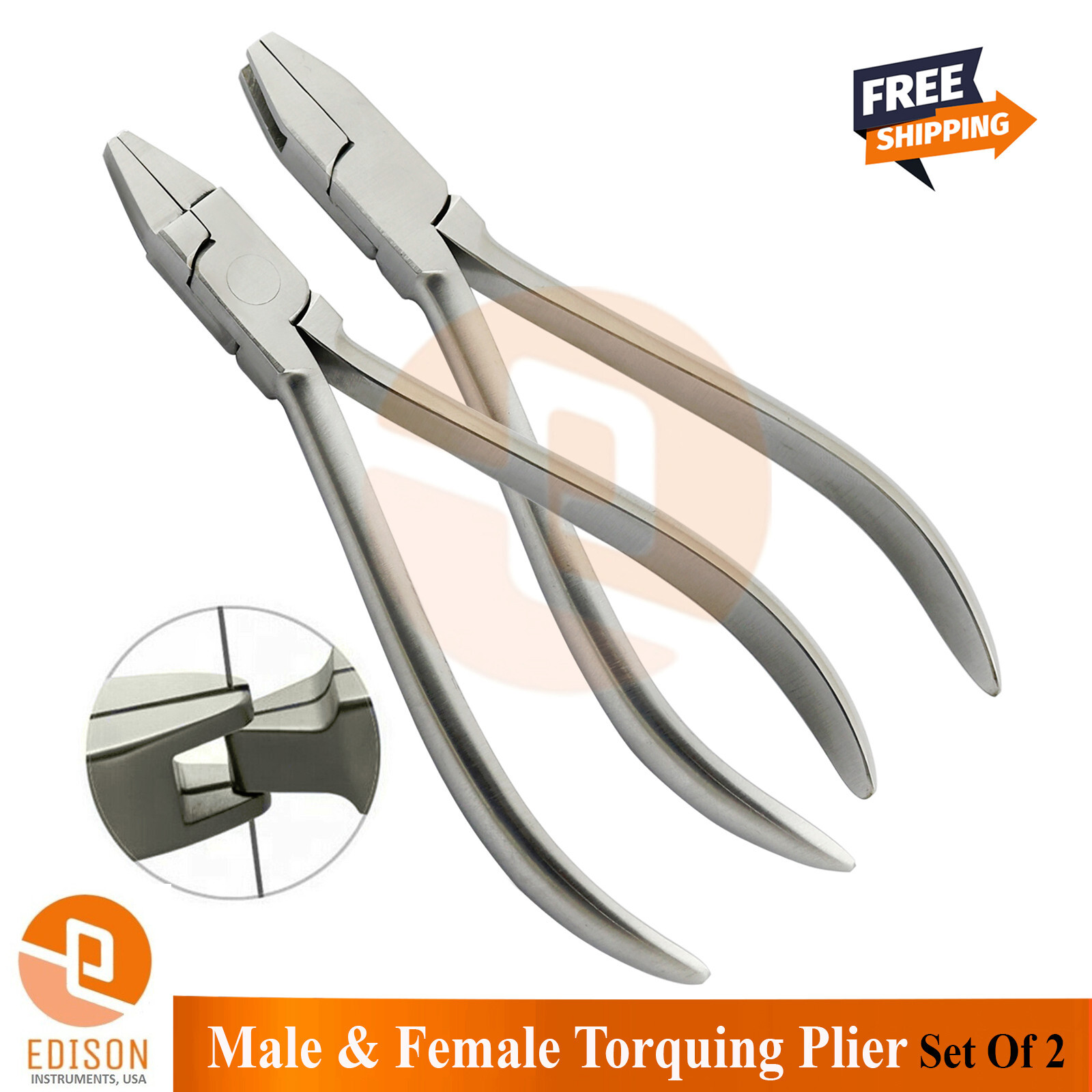 Orthodontic Male & Female Torquing Plier Set Of 2 Dental ArchWire Bending Pliers