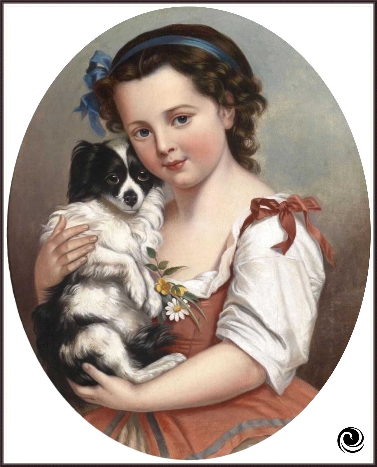 Girl with a Dog  628 Chart Counted Cross Stitch Pattern Needlework