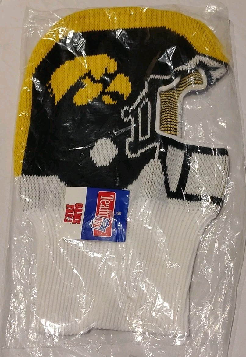 Vintage Iowa Hawkeyes Game Face Knit Football Helmet Winter Hat NWT