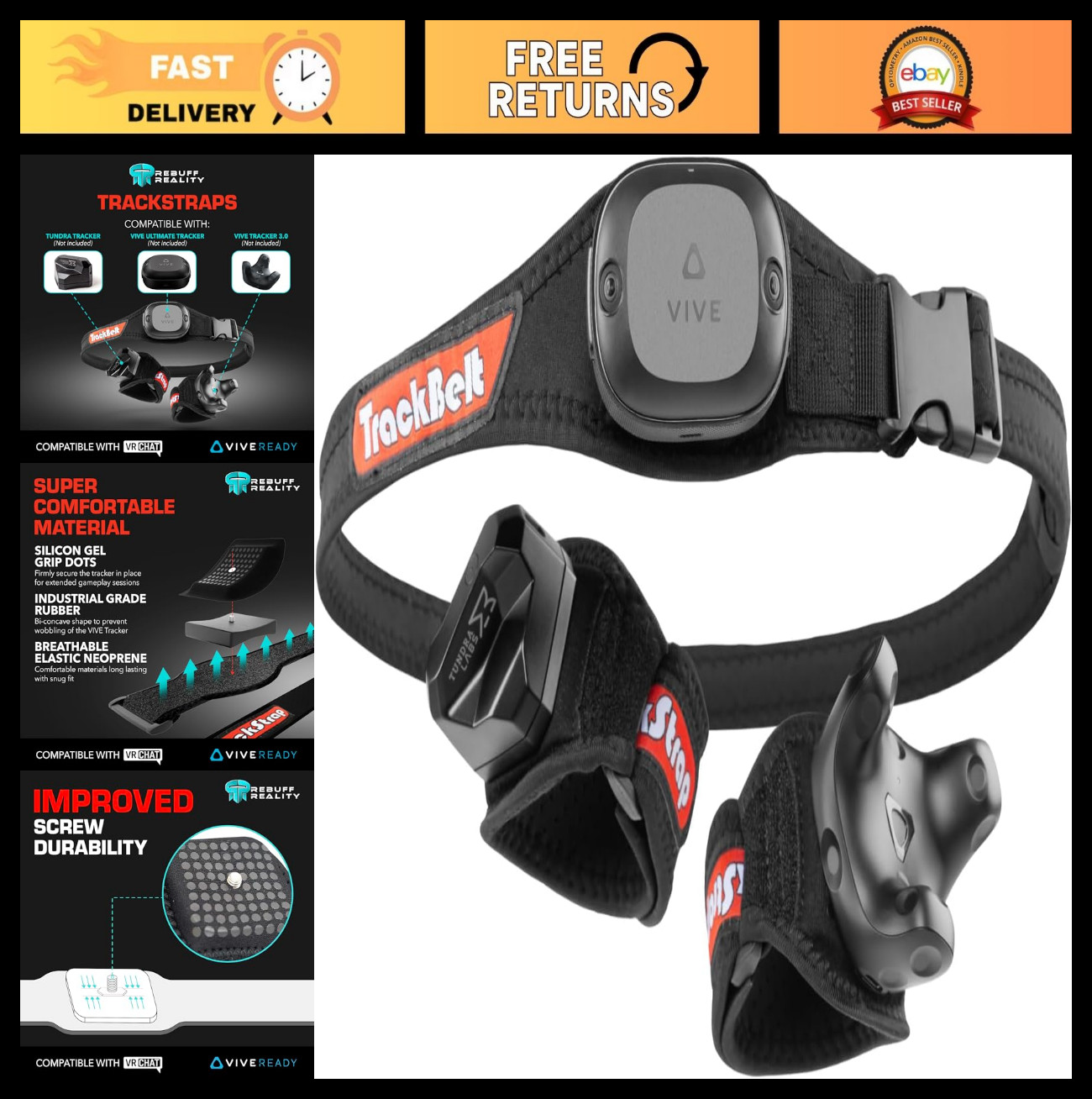 Adjustable VR Full Body Tracking Straps for Vive Tracker - Motion Capture, Compa