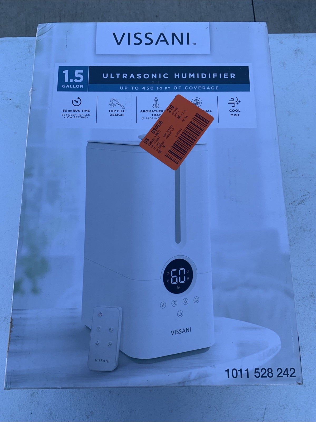 Vissani 1.5 Gal Ultrasonic Humidifier Cool Mist 360 Dual Nozzle for Medium Room