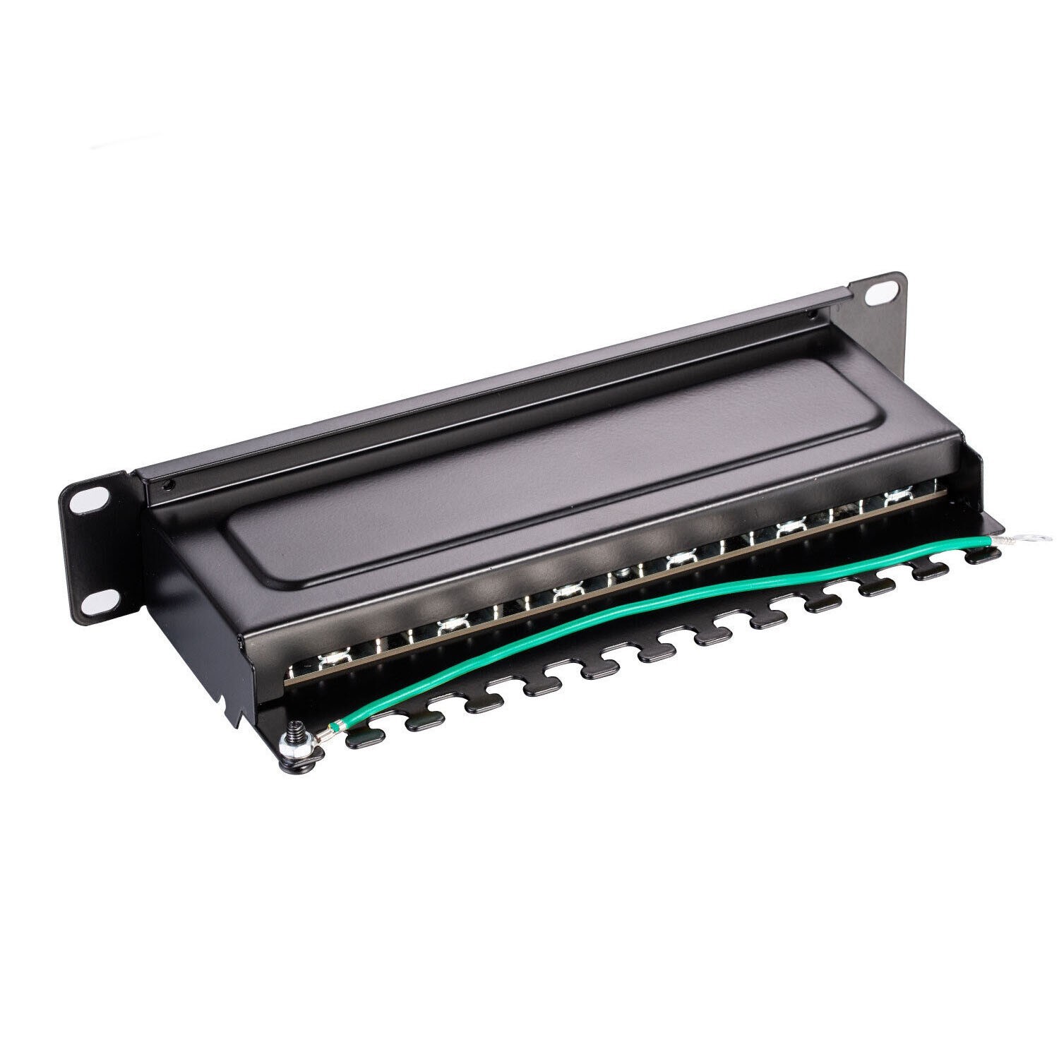 12-Port Cat6A Shielded Patch Panel 0.5U 10" Ethernet Network Cable Rack Mount