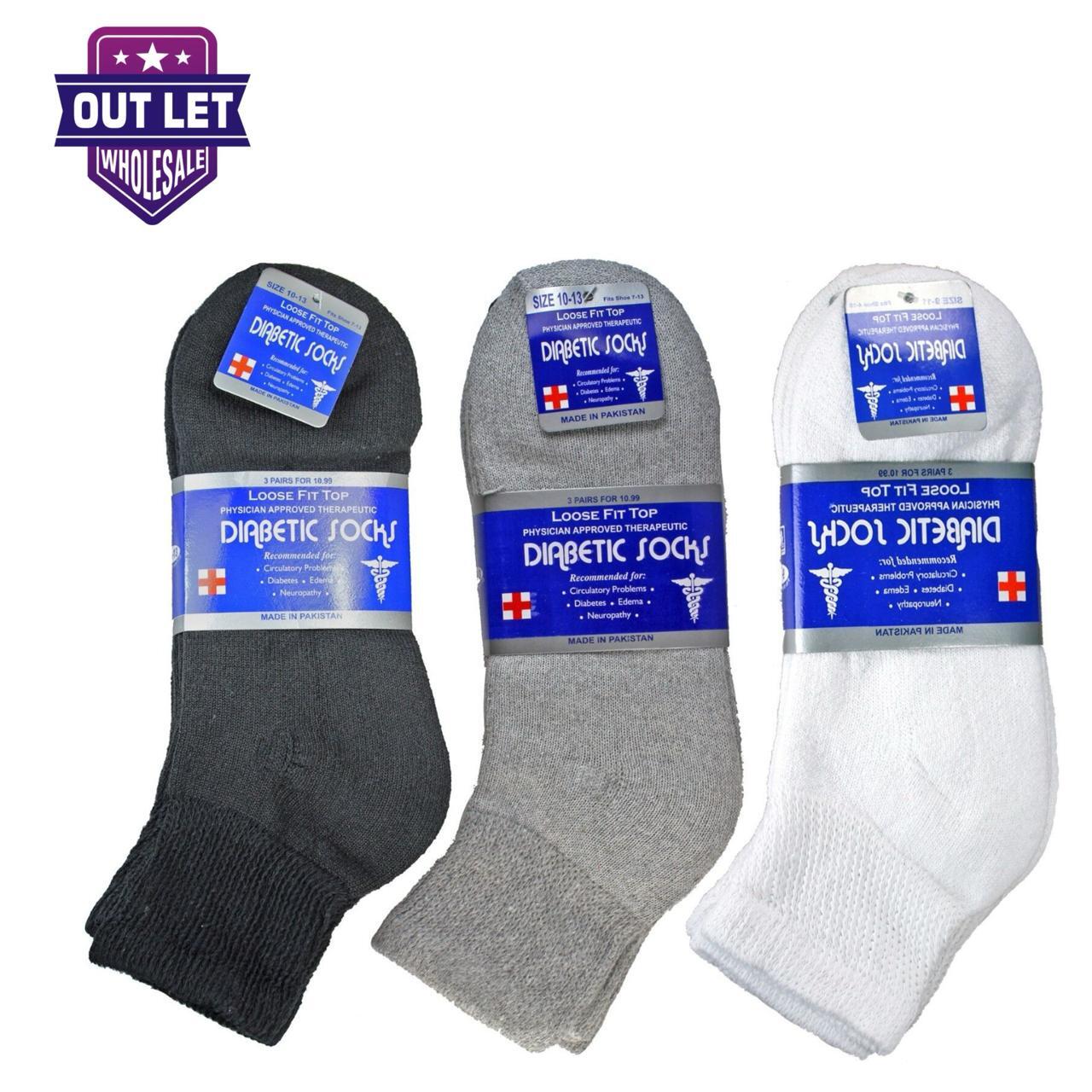 3-12Pairs Diabetic Ankle Socks Men & Women Circulatory Health Quarter Socks 9-15