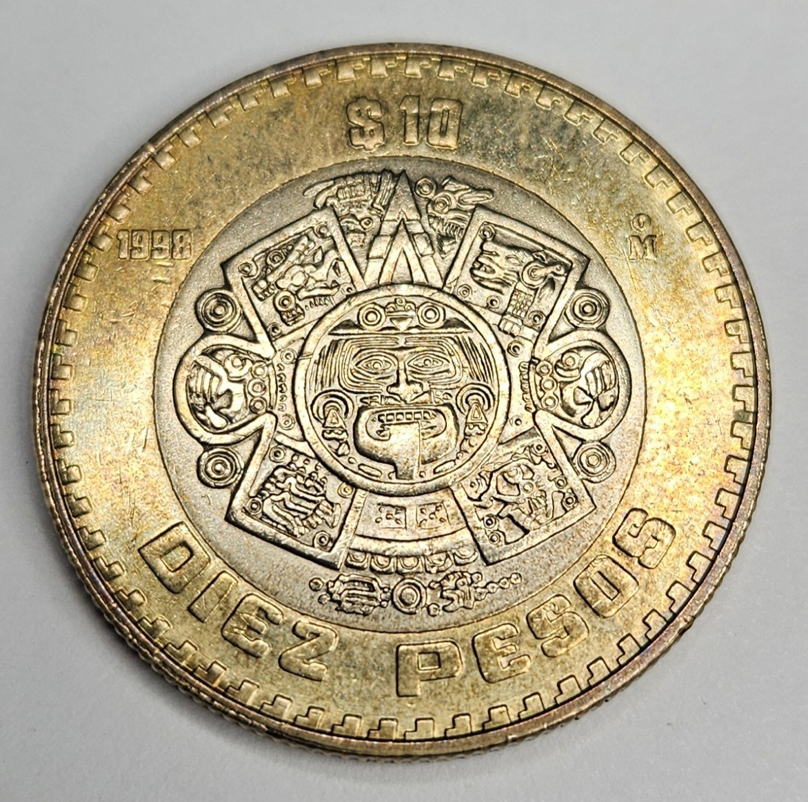1998 Mexico 10 Ten Diez Pesos - Circulated Mexican Bi-Metallic World Coin - L5