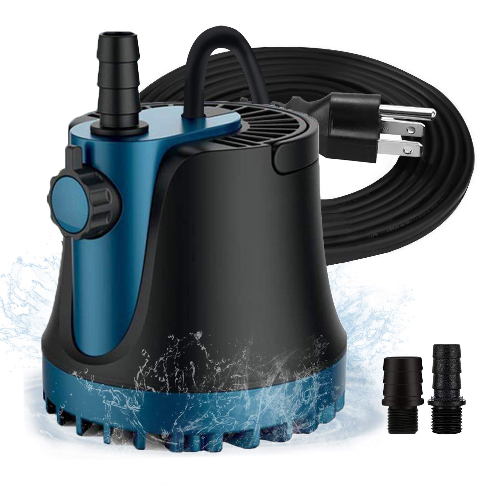 Submersible Pump with Adjustable Flow Rate, Aquarium Fountain Pump, Ultra Qui...
