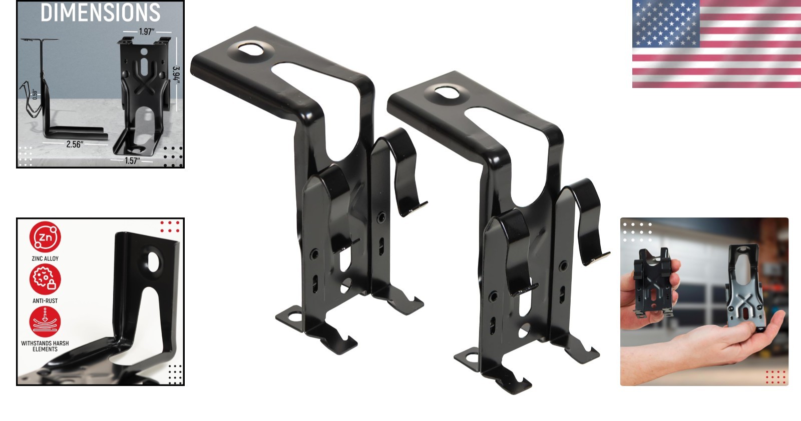 2-Pack Zinc Alloy Garage Door Sensor Brackets for 41A5034 - Secure Installation