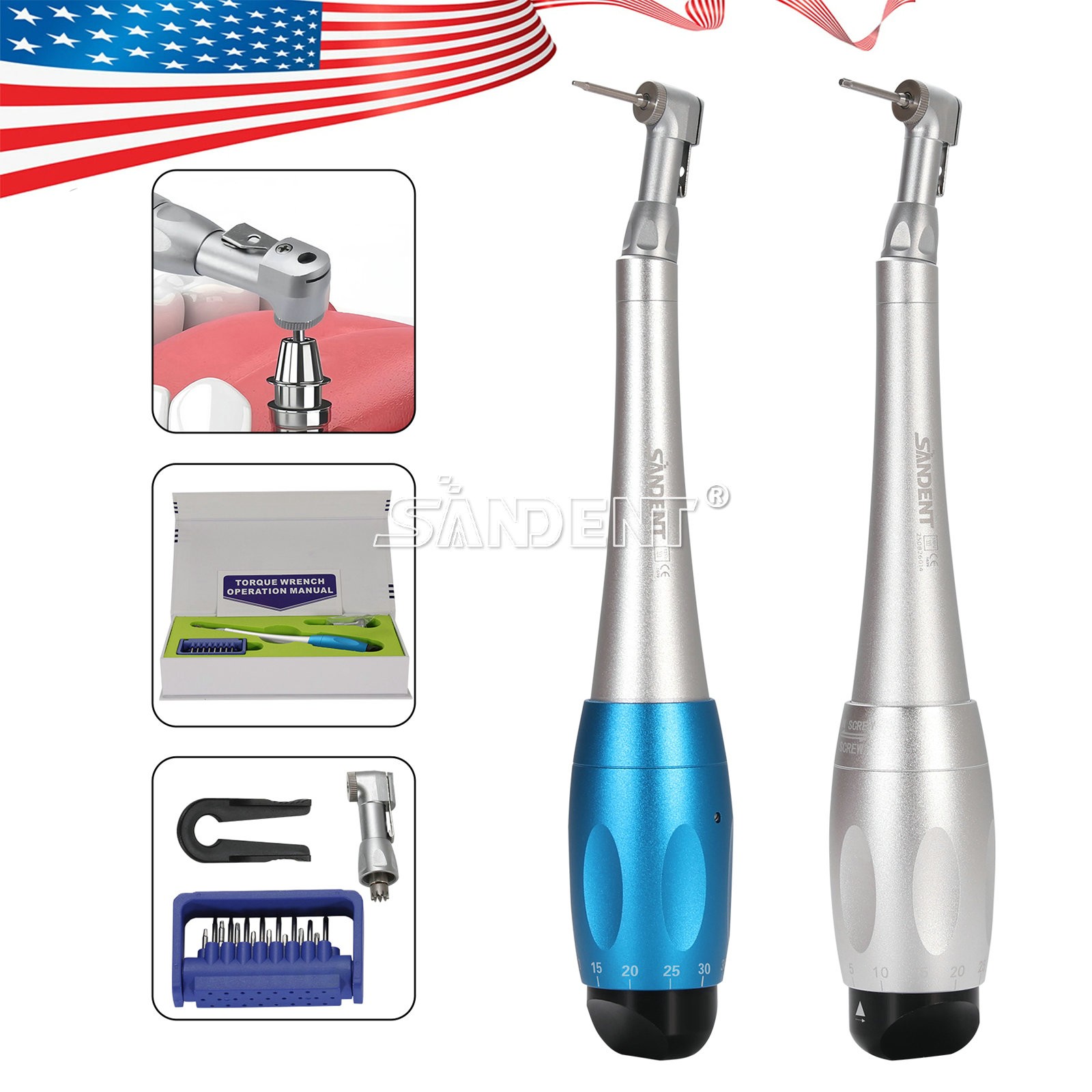 US Dental 16Pcs Universal Drivers Torque Wrench Screw Tools Latch Handpiece