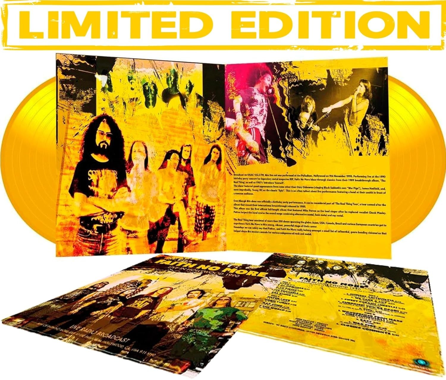 Faith No More - Hollywood 1990 2LP 12" Yellow Vinyl Record – Limited Edition