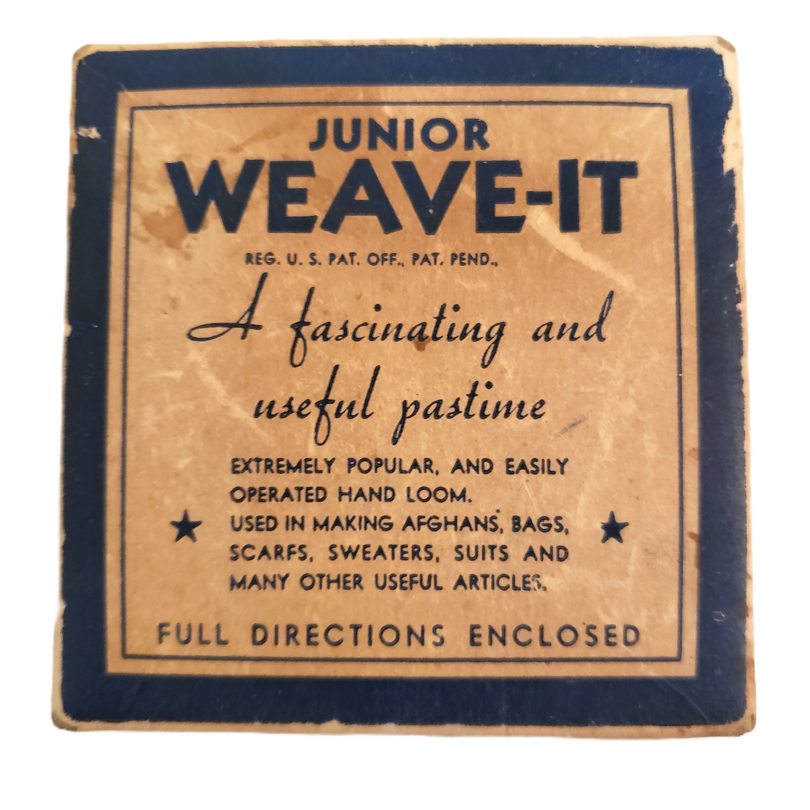 Vintage 2.25" Junior WEAVE-IT Weaving Loom  In Box w Needle & Directions #1