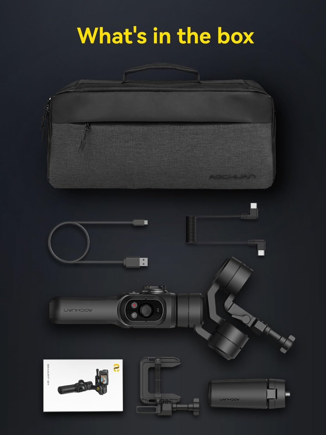 Gimbal Stabilizer for Go Pro, Handheld with 360° Rotation Black