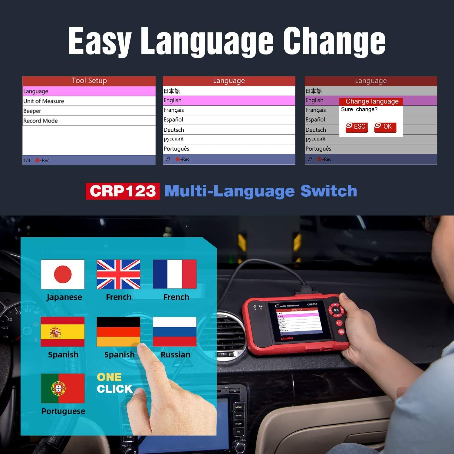 Check Engine OBD2 Scanner Transmission ABS SRS Code Reader Car Diagnostic Tool