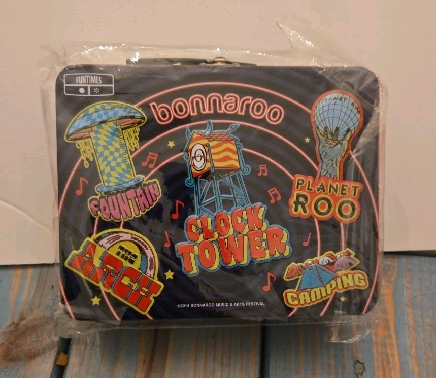 2014 Bonnaroo Music & Arts Festival Metal Lunchbox Planet Roo Clock Tower Sealed