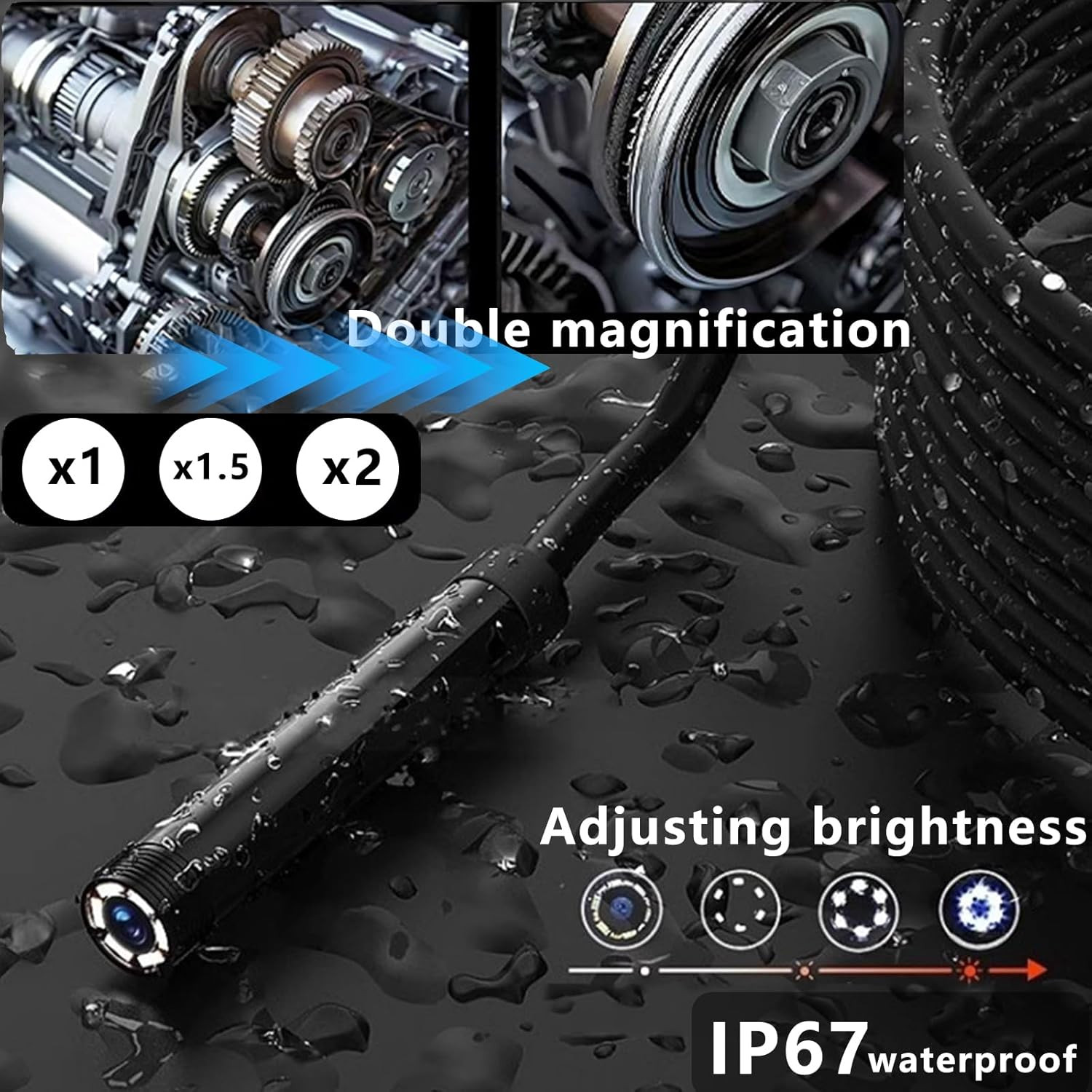Endoscope Camera with Light, 16.4FT Waterproof Borescope 1920P HD, Semi-Rigid Ca