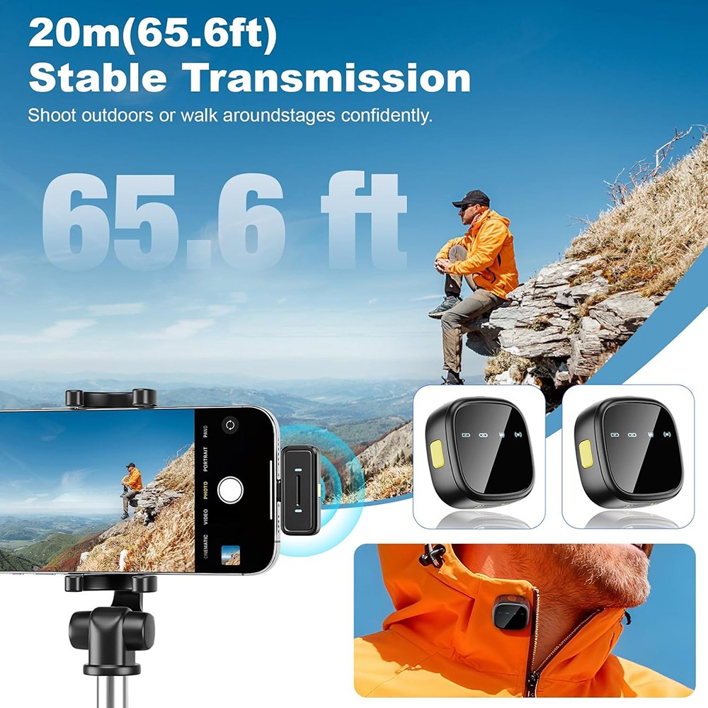 K26 AI Noise Reduction Wireless Lavalier Mic for iPhone 15/16/17 & Android