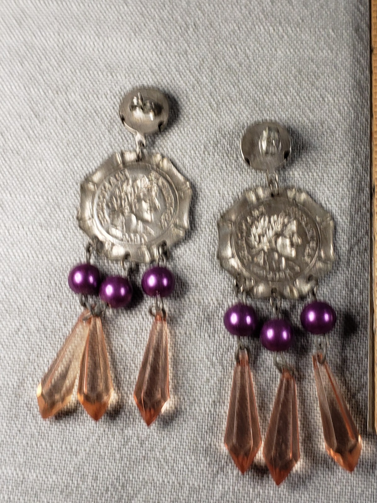 Republique Francais Earrings Pierced Simulated Coin Dangle C54