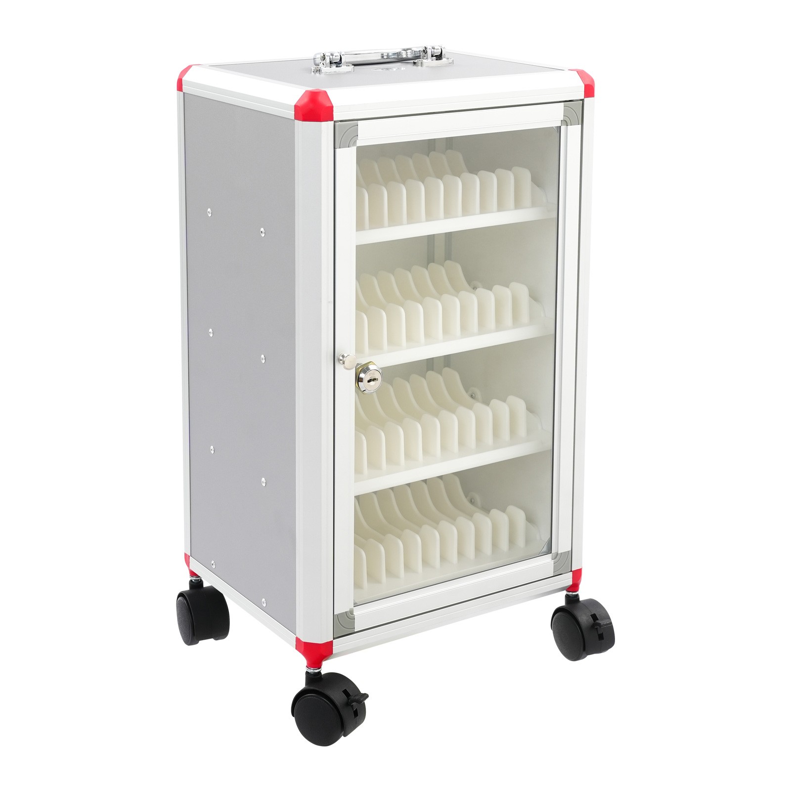48-Slot Mobile Phone Storage Cabinet with Lock and Rolling Wheels