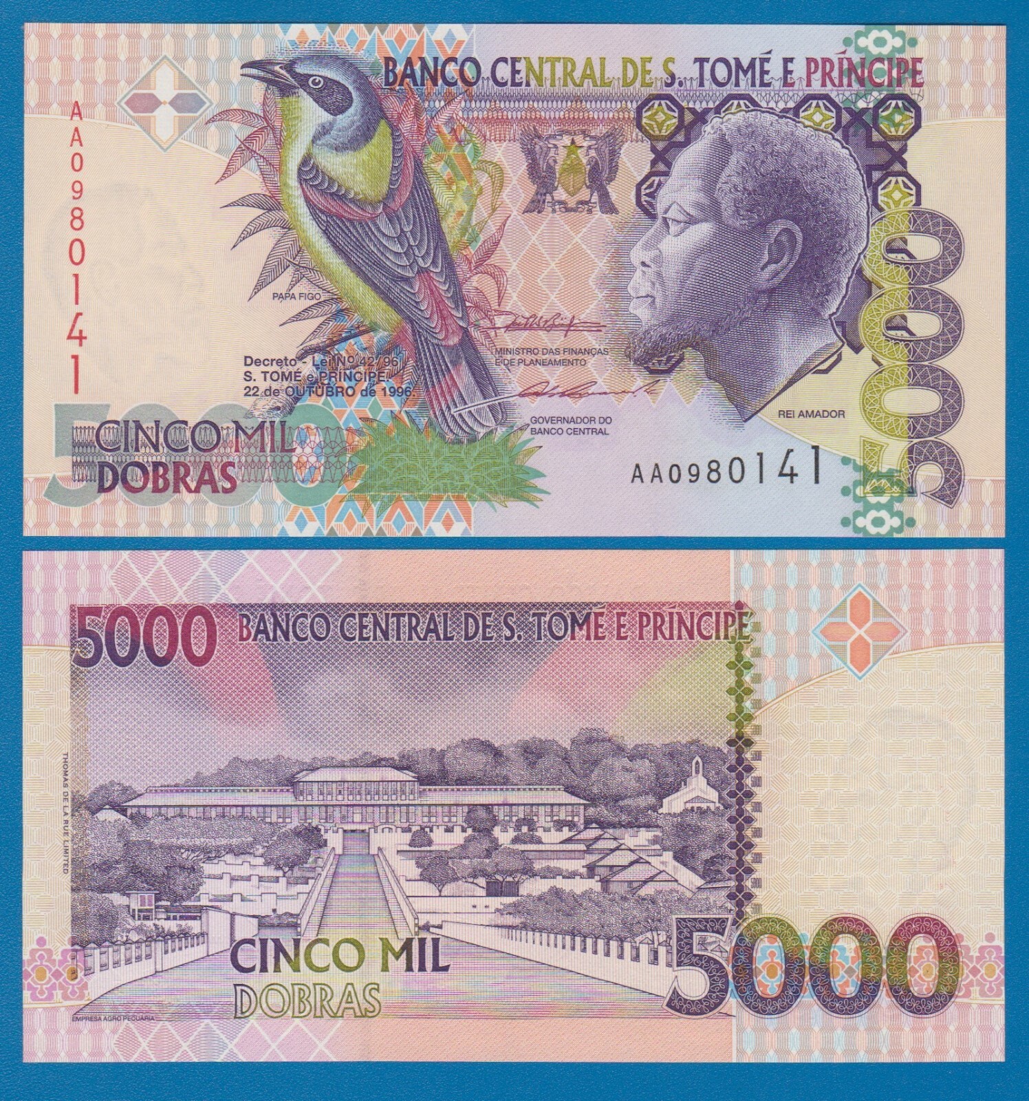 SAINT THOMAS AND PRINCE, 5000 Dobras, P 65b, UNC, 1996, Sao Tome & Principe