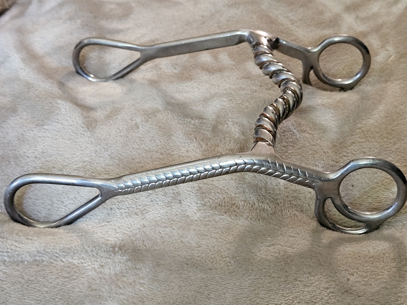 Nice Stainless Steel & Copper Wrap Bit*Western 5" *Design On Cheek*Medium Port