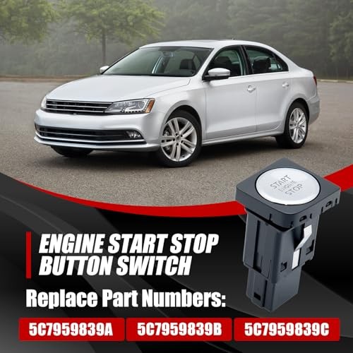 Engine Start Stop Button Switch 5C7959839C Chrome | Fit for VW Jetta 2011-2018