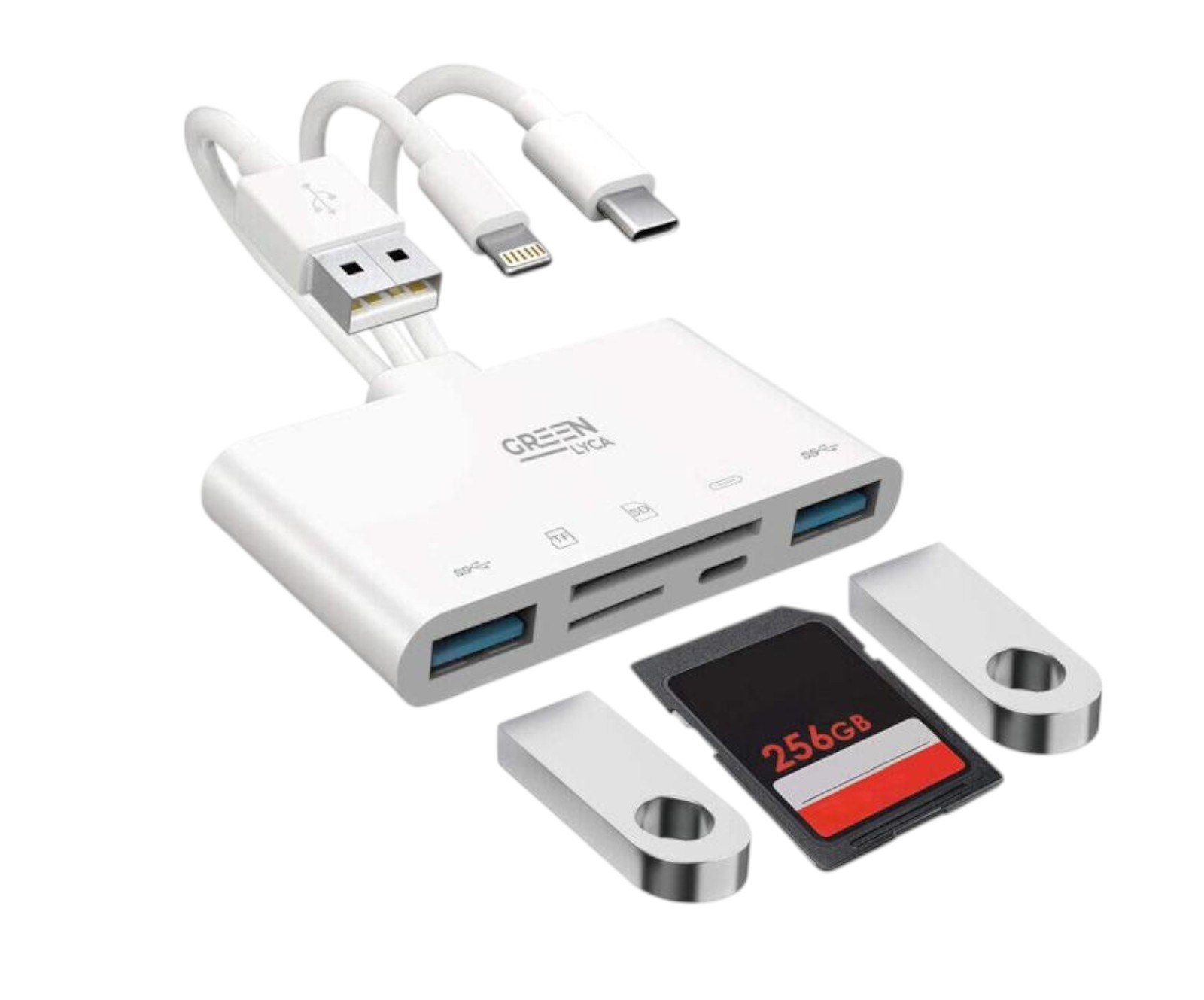 Multi Card Reader USB 3.0 OTG Adapter SD MicroSD TF USB-C Lightning 6in1