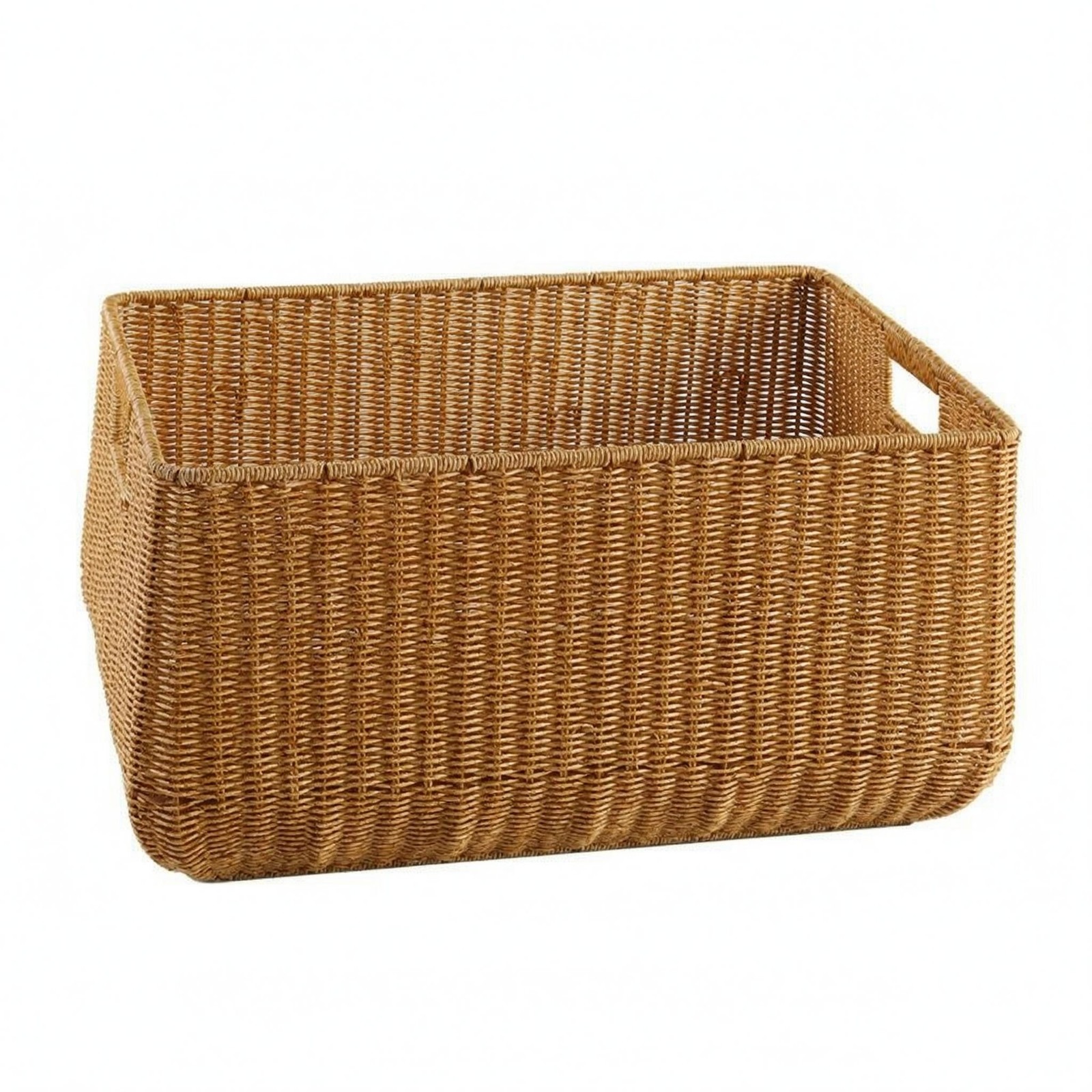 Rectangular Storage Container Open Top Woven Storage Container Wood Wood Trims