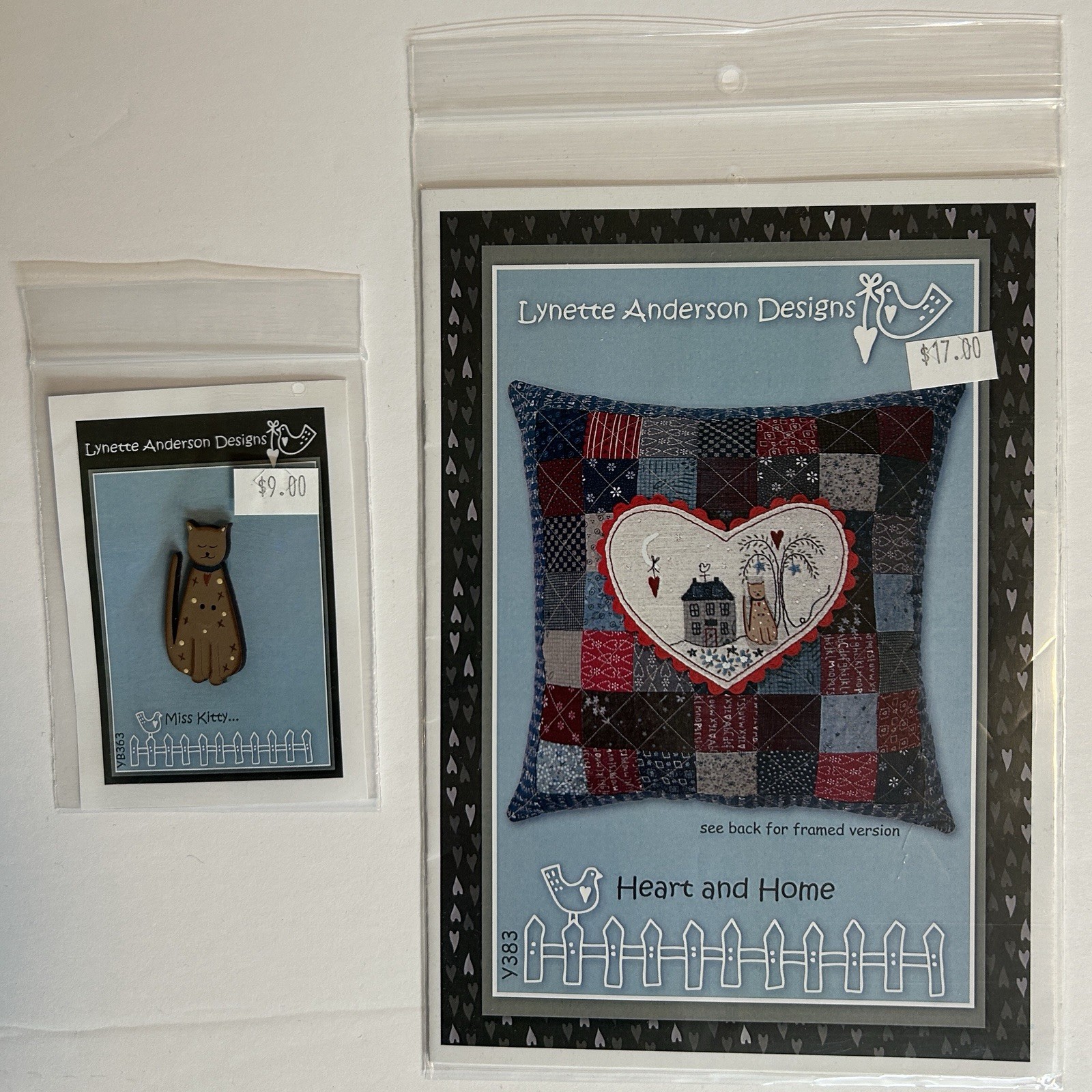 Lynette Anderson Heart And Home Pillow  Pattern Embroidery Wooden Kitty Button