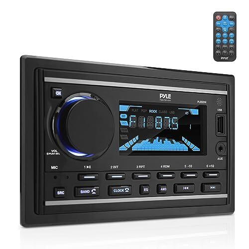 Pyle PLR2DN Double DIN 300W AM/FM/MP3/BT/USB/AUX Bluetooth Marine Radio Receiver