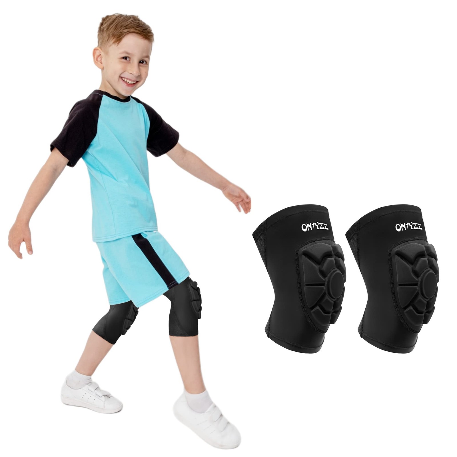 ONTYZZ 1 Pair Children's Sports Knee Sleeves Medium(28-32cm), Black