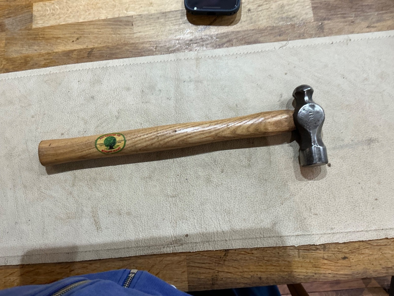 1 lb ball pein hammer with SWT superfine ash  moisture sealed wooden handle