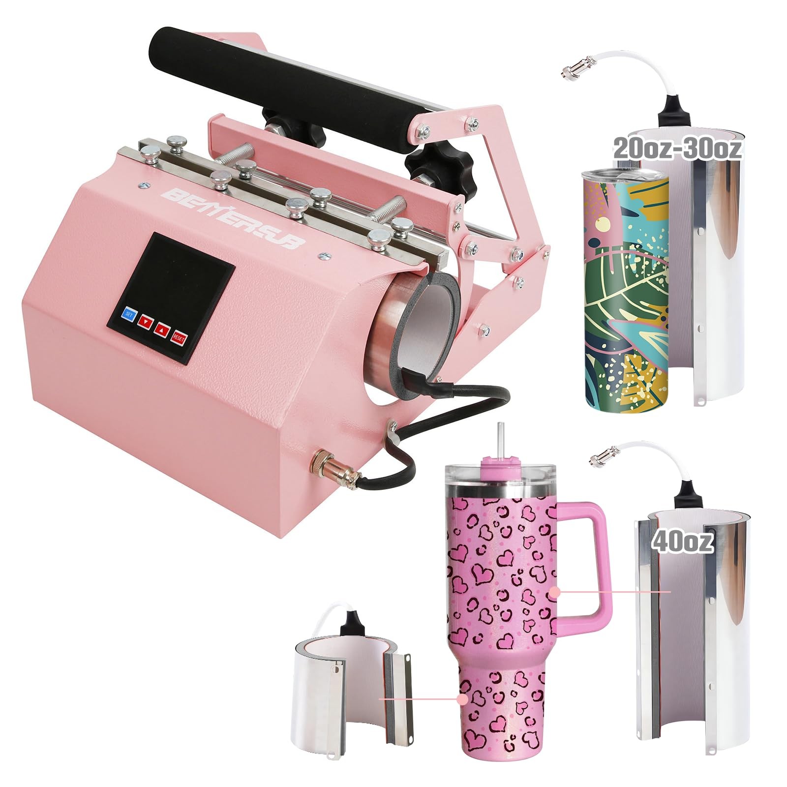 BetterSub 3in1 40 OZ Tumbler Mug Heat Press Machine 30 OZ 20 OZ 16 OZ Sublima...