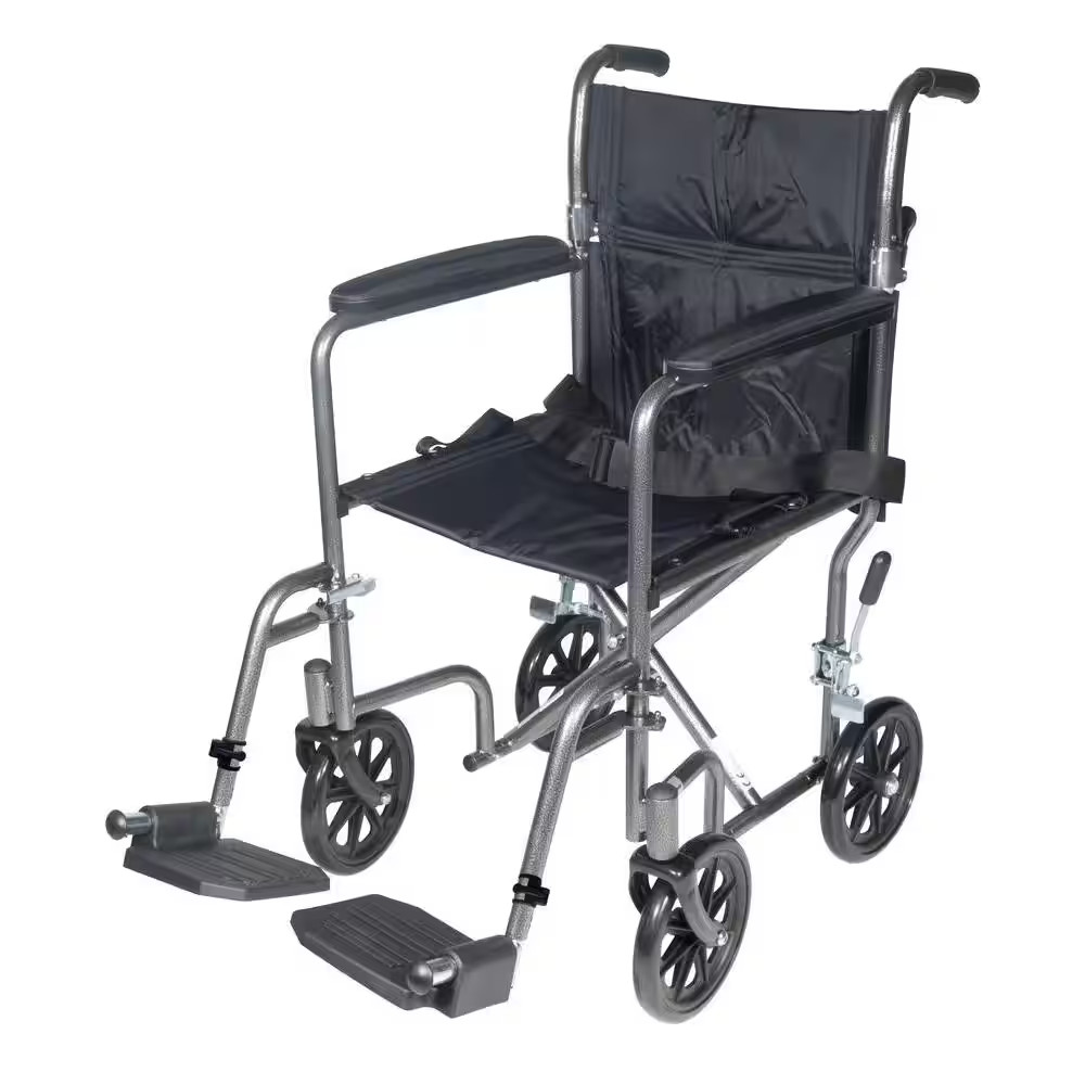 Drive Medical TR37E-SV Lightweight Narrow Folding Transport Wheelchair, Footrest