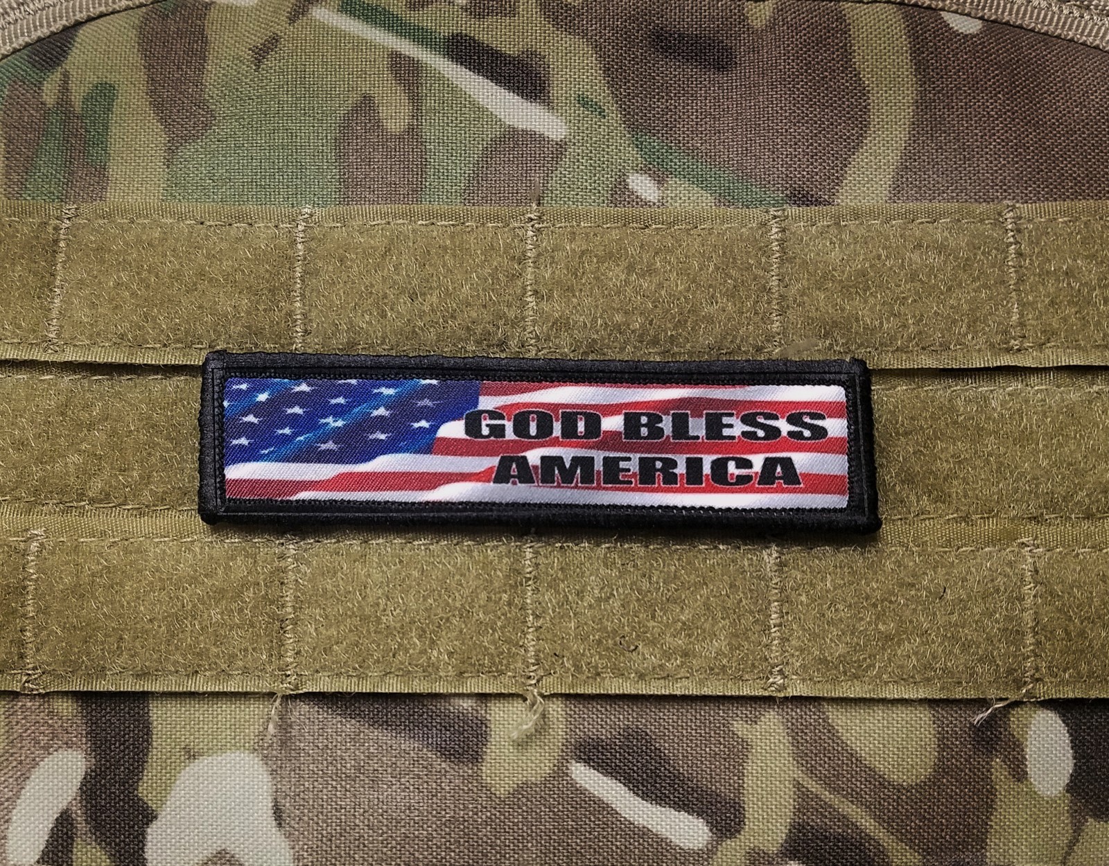 GOD BLESS AMERICA US American Flag 1x4 Tactical Hook Military Patch