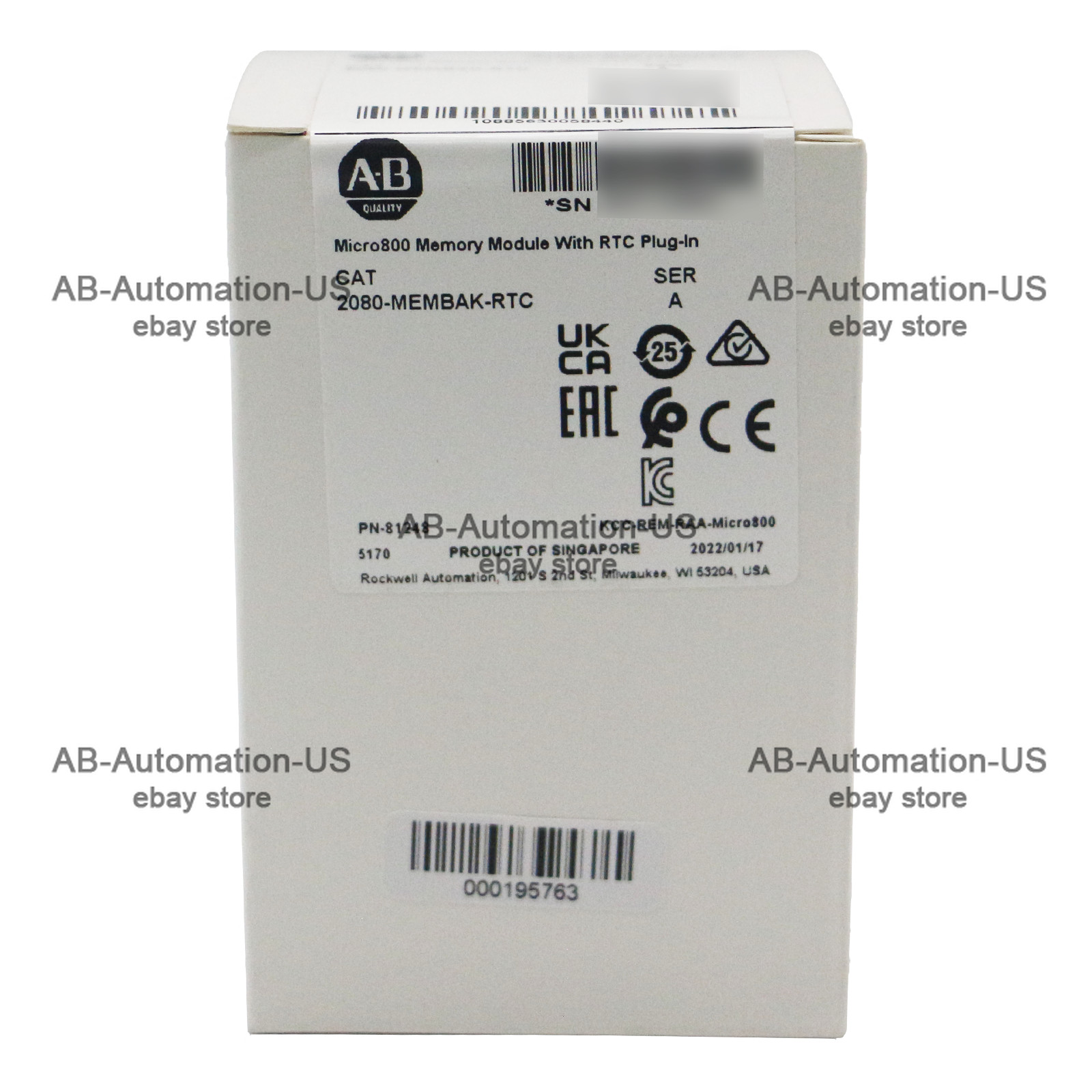 Brand New Allen-Bradley 2080-MEMBAK-RTC Micro800 Memory Module With RTC Plug-In