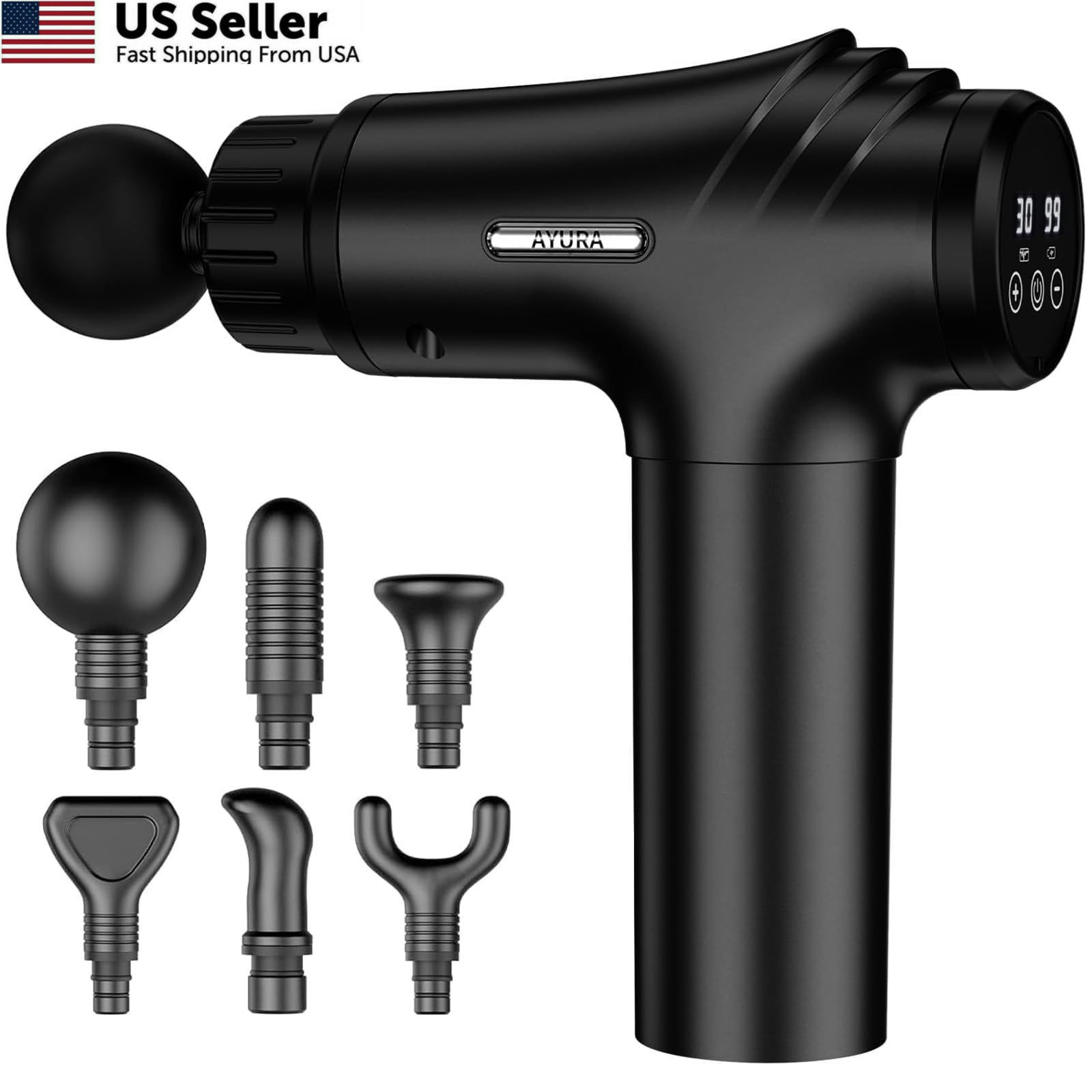AYURA Massage Gun Deep Tissue, Muscle Massager for Pain Relief, Black