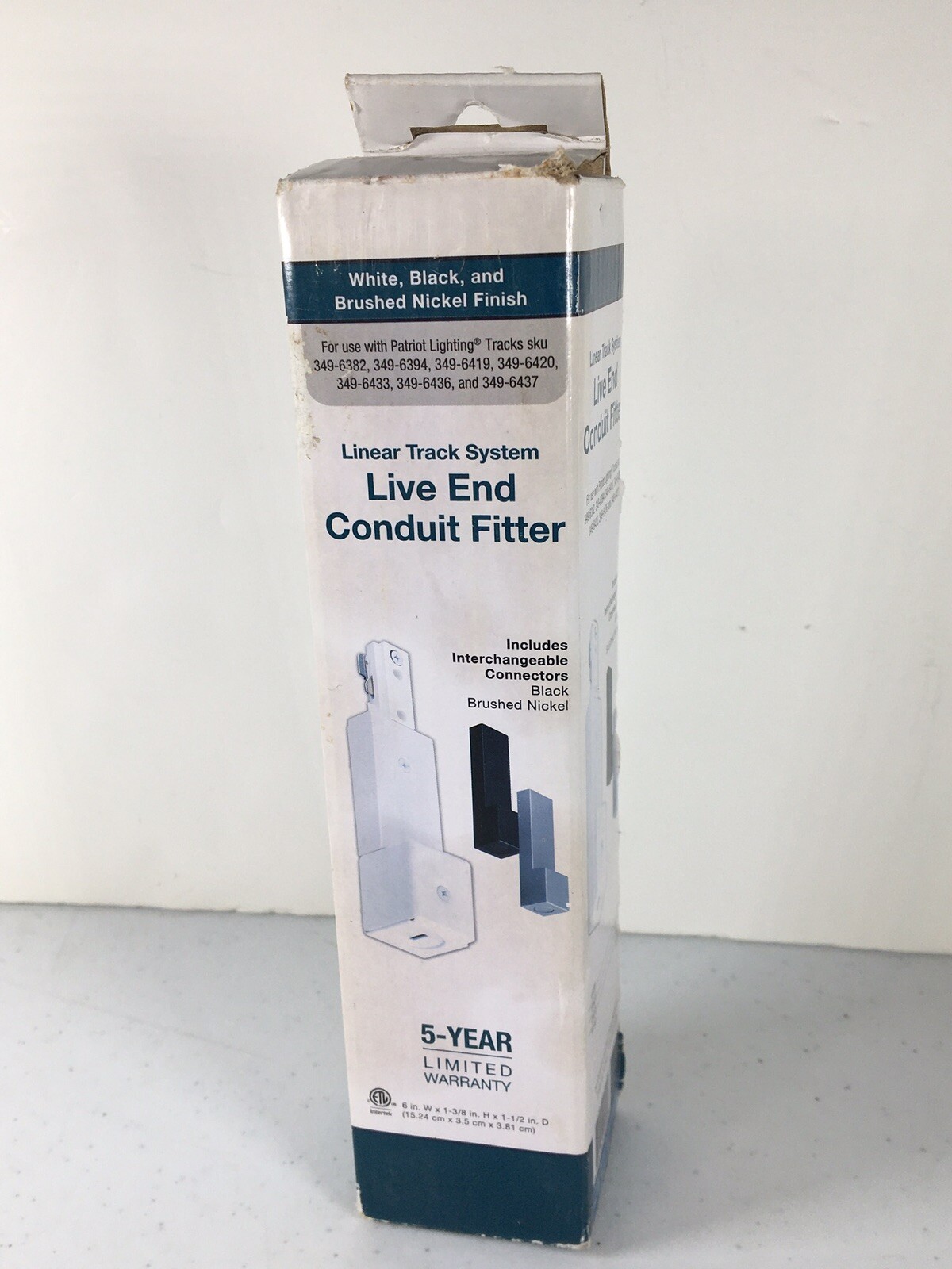 Linear Mixed Material Live End Power Feed, White, 6 In Black Brushed Nickel