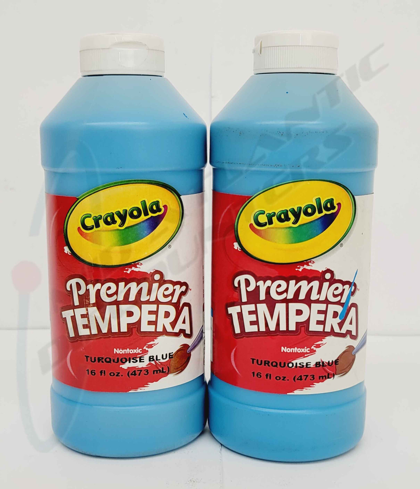 2 Crayola Premier Tempera Paint Turquoise Blue 16 oz Squeeze Bottles