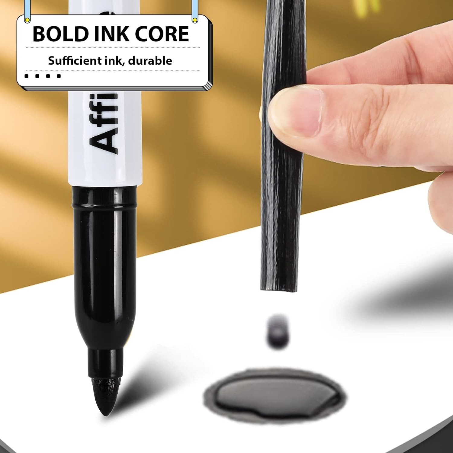 Affisure Permanent 60 Pack Black Permanent Markers, bulk, quick drying