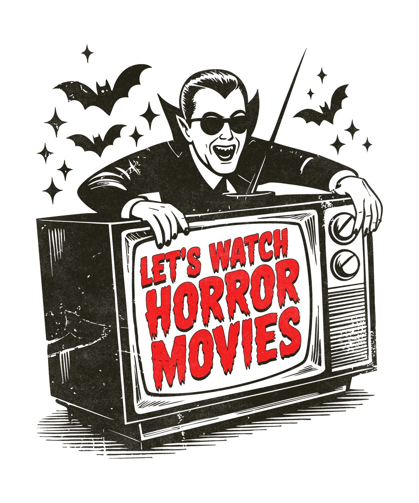 Halloween Sticker (3 Inch) Lets Watch Horror Movies Dracula Television !