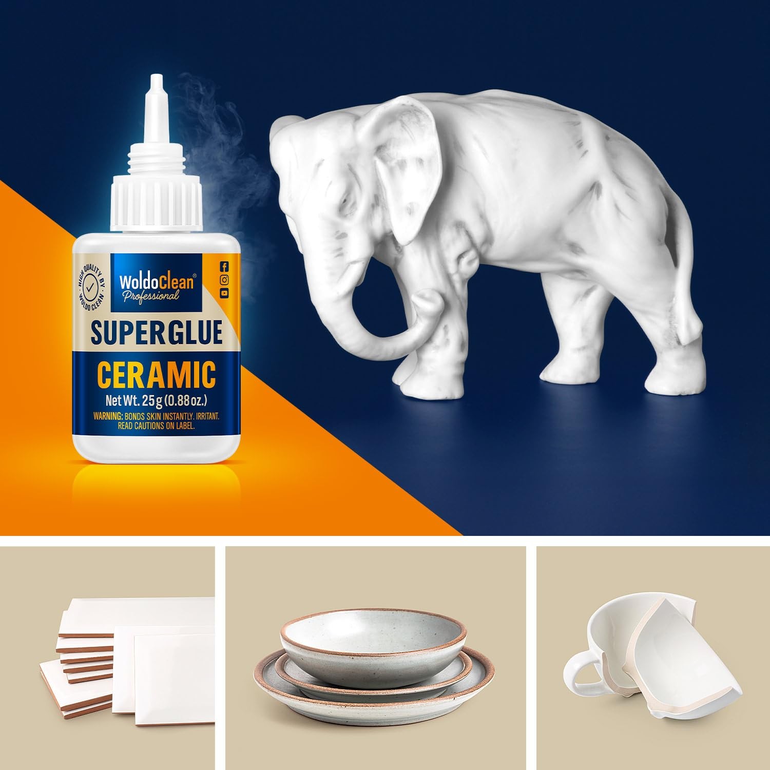 Ceramic Porcelain Glue WoldoClean 25g Super Waterproof