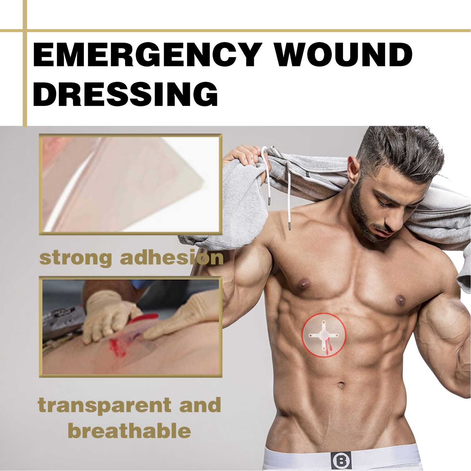12 PCS Hemostatic Patch Transparent Super Sticky Emergency Chest Seal Patch NY