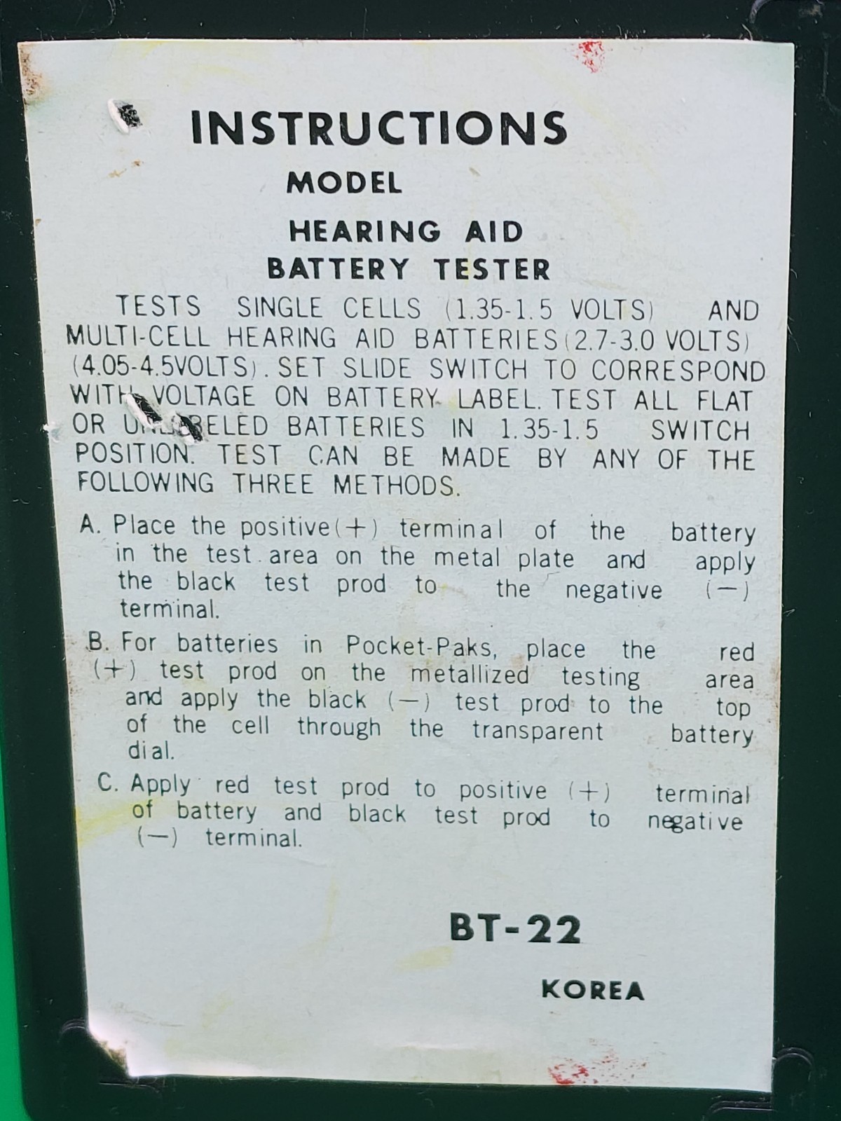 One BT22 Duracell Battery Tester With Box